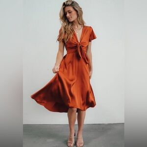 Baltic Born rust color midi satin dress